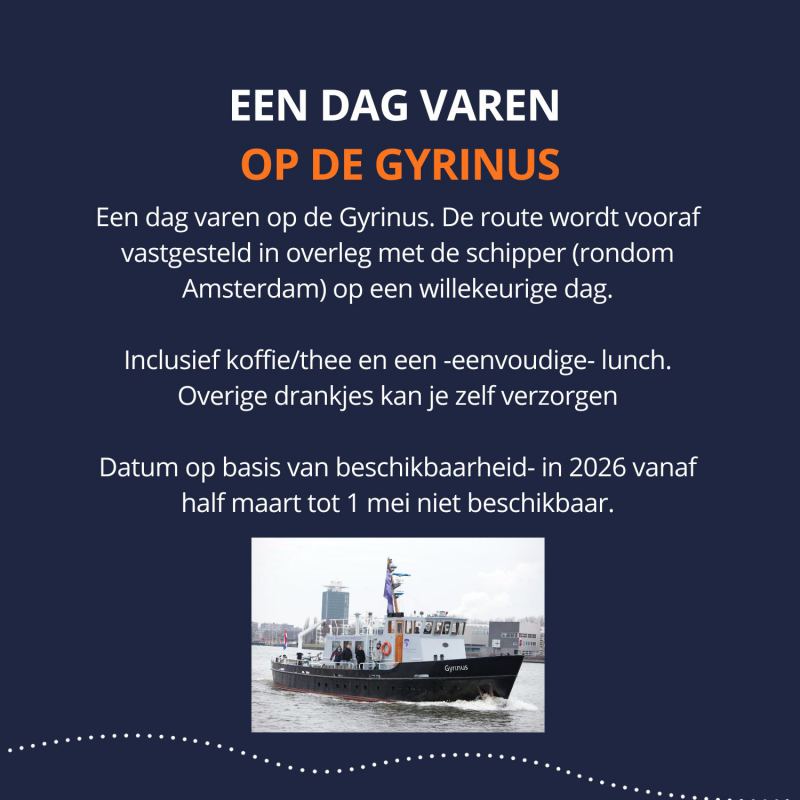Een dag varen met max. 12 personen op de Gyrinus