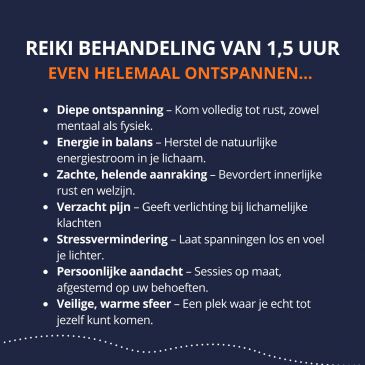 Reiki behandeling van 1,5 uur